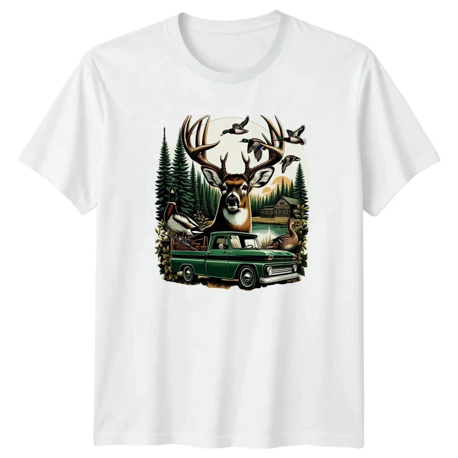 Outdoor Hunting Graphic Tees - Koszulka męska Deer Duck Hunting Lodge
