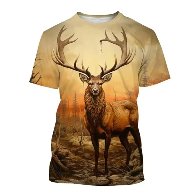 Deer 3D Printing T-shirt Funny – Outdoor Hunting Graphic Tees recenzja i cena