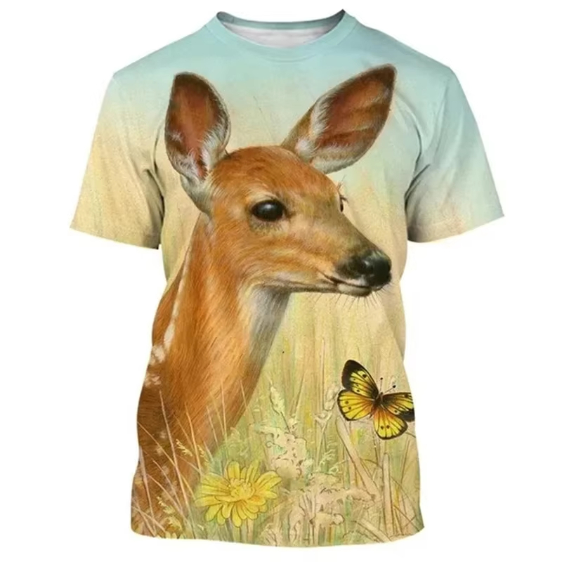 Deer 3D Printing T-shirt Funny – Outdoor Hunting Graphic Tees recenzja i cena