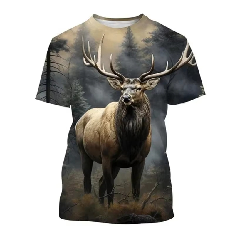 Deer 3D Printing T-shirt Funny – Outdoor Hunting Graphic Tees recenzja i cena