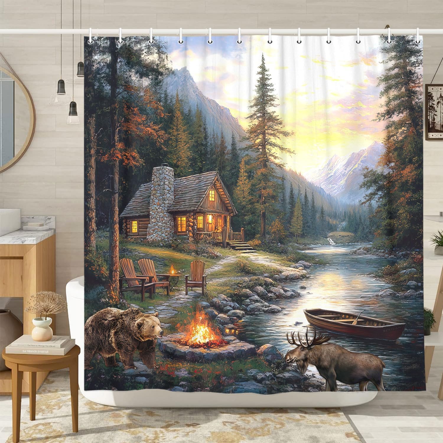Zasłona prysznicowa w stylu ru – Hunting And Camping In Forest recenzja i cena
