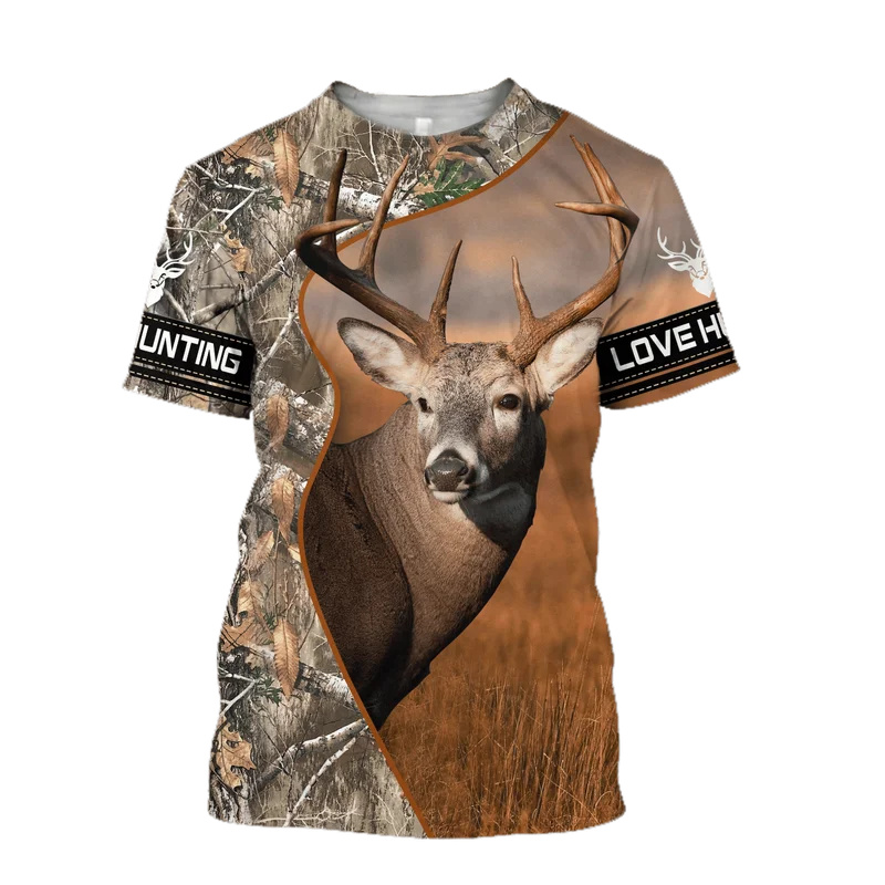 1 sztuka Koszulka męska z krót – Outdoor Hunting Graphic Tees recenzja i cena